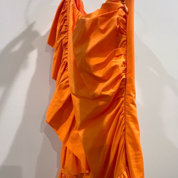 Orange one shoulder dress size small - Picture 3 of 3